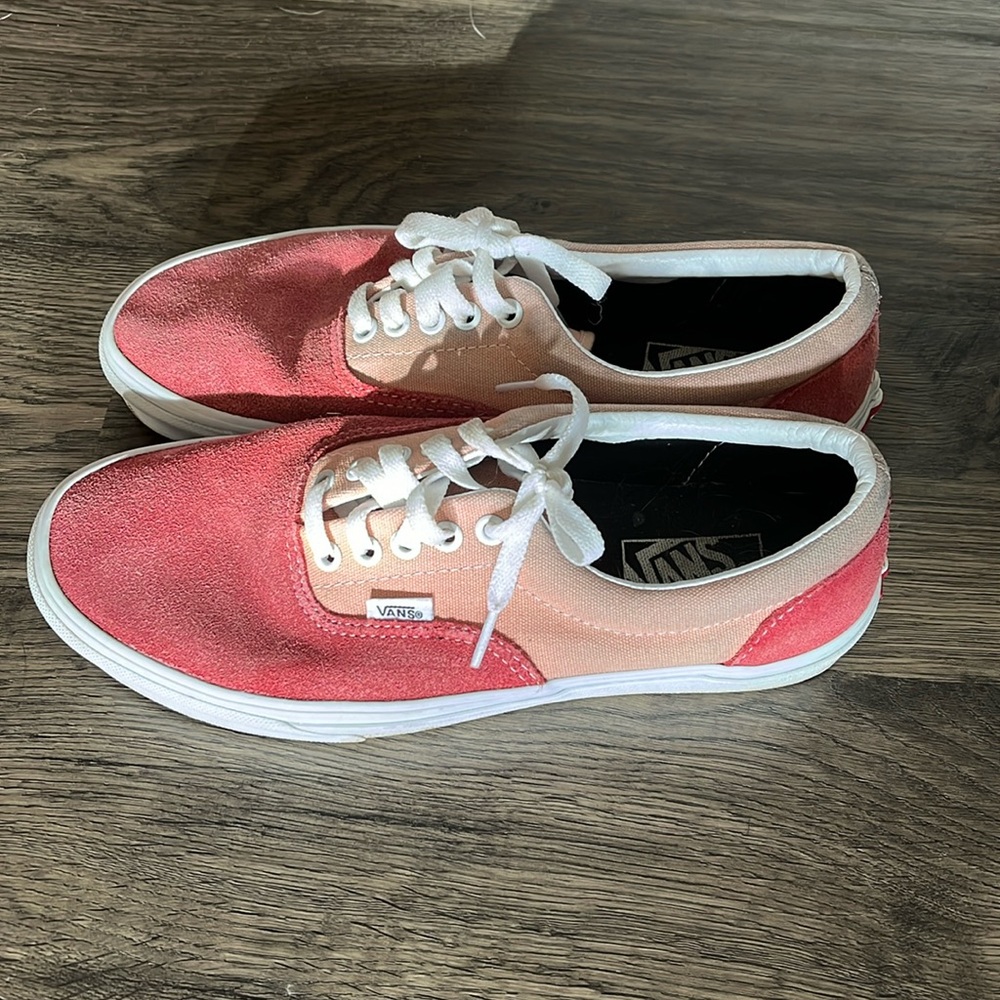 Pink and peach lace up Vans